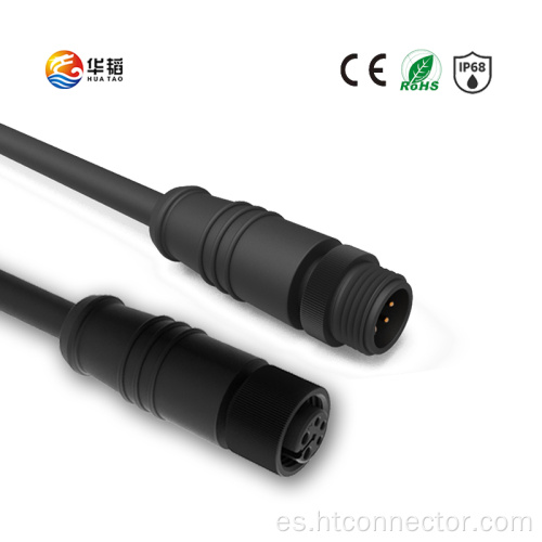 Conector impermeable M12B con tuerca de metal